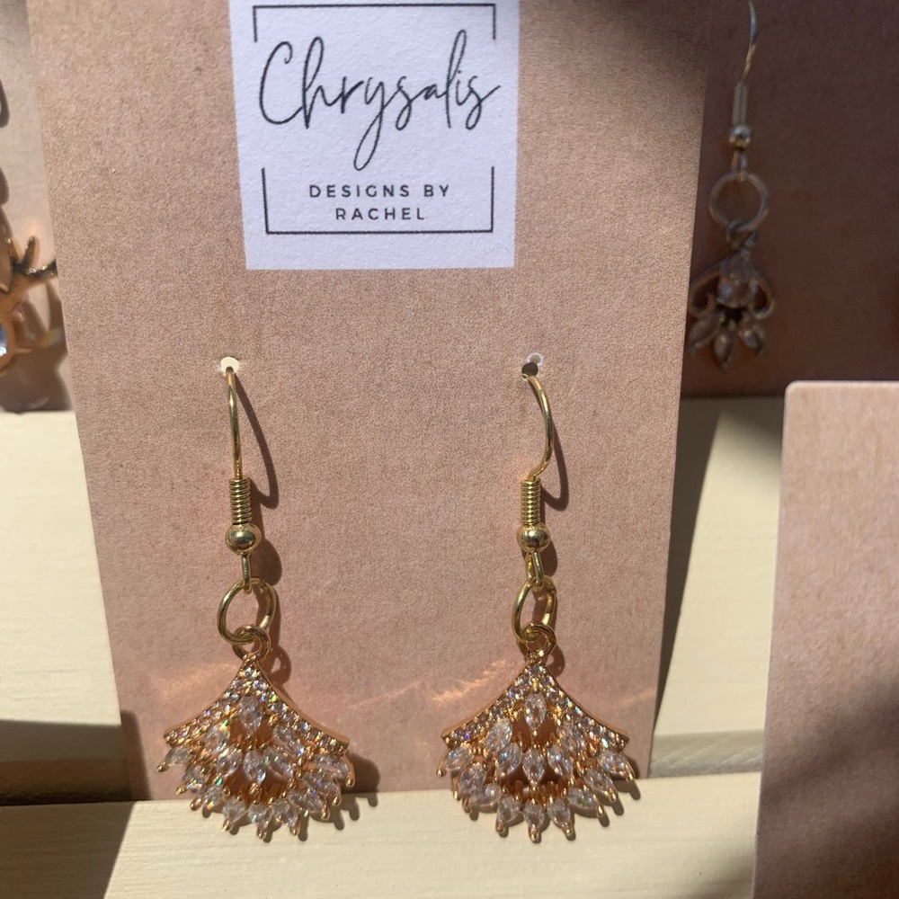 Cubic Zirconia Gold Earrings